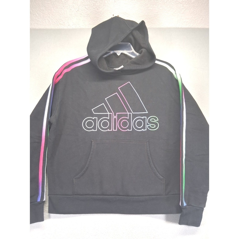 Adidas Girls Youth Hoodie Sweater Size L(14)‎ Black Multicolored